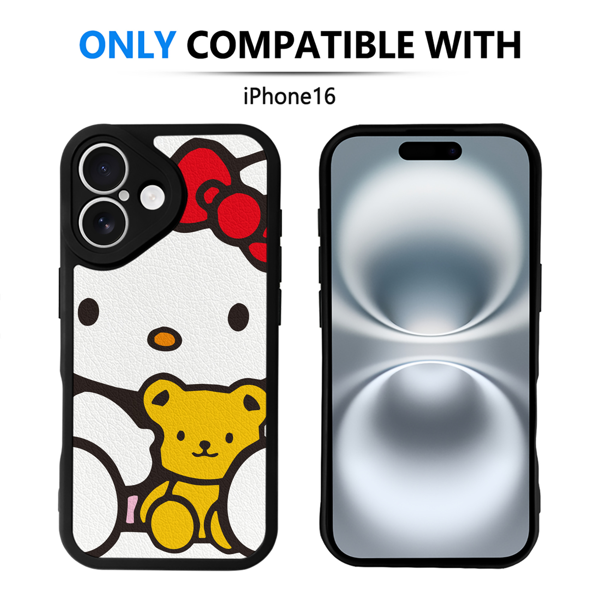 （画像用） Hello Kitty ハローキティ 【iPhone 16シリーズ対応】シリコンスマホケース（レザー調） 材質：シリコン